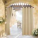 RYB HOME Outdoor Patio Curtains Waterproof, Blackout Weatherproof Porch Decor Thermal Insulated Outside Covering Privacy Shades for Gazebo Garden Deckc, W52 x L72 inches, Biscotti Beige, 1 Panel