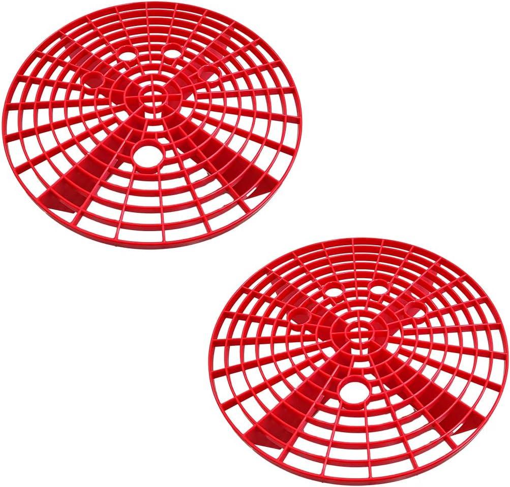 2 PCS Car Wash Bucket Insert, Trap Dirt for Car Wash and Detail Kit, Dustproof Insert for Washing Truck SUV, Auto Wash Filter Fits 12 Inch Diameter Bucket, Car Accessories (Red)