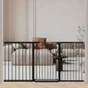 Fairy Baby Extra Tall Baby Gate Stand 38" Tall, 70.9"-76.3" Extra Wide Large Safety Child Gates for Doorway, Metal Auto Close Dog Gate for House, Stair Gates for Kids or Pets No Drilling, Black