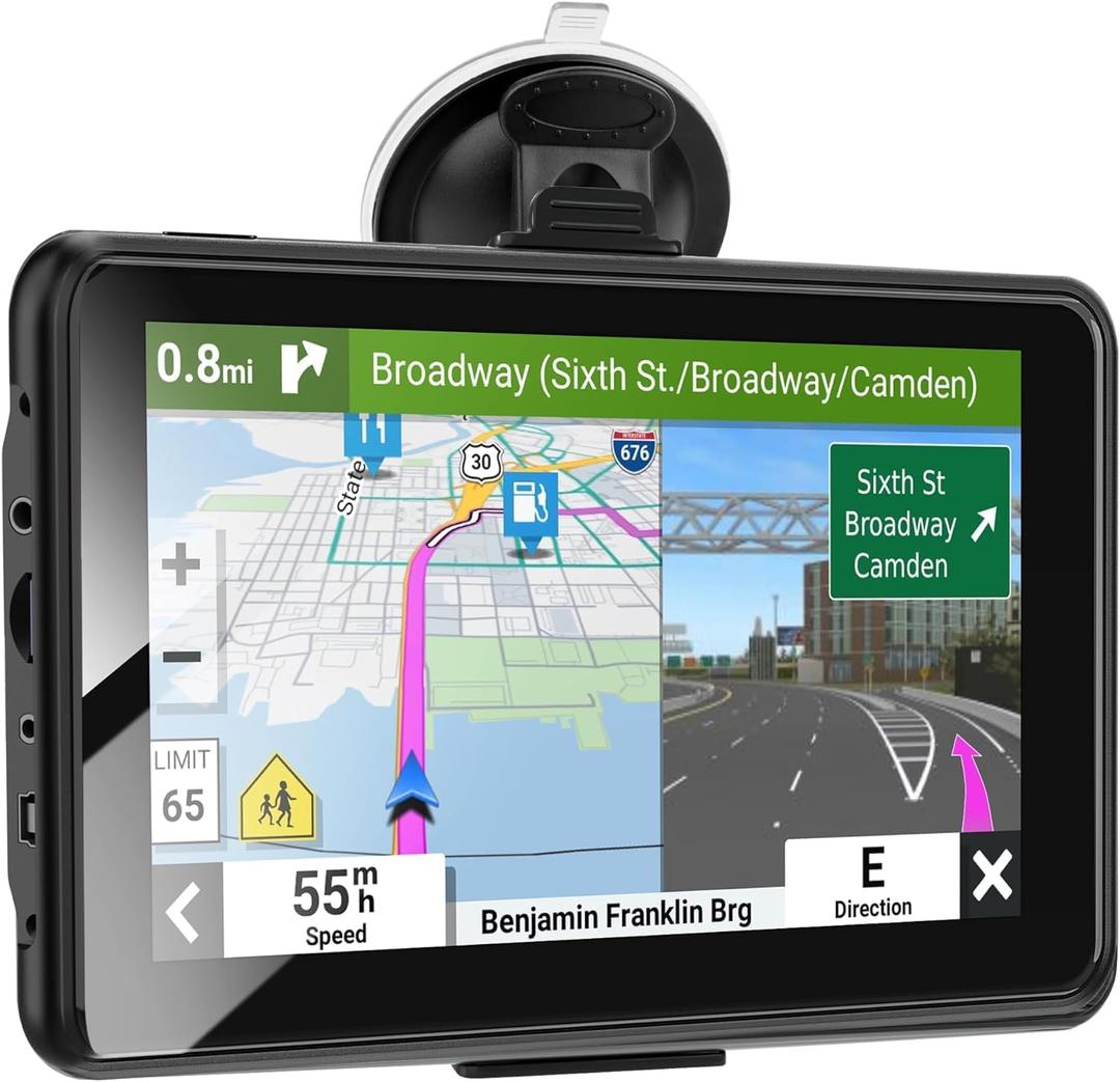 PRO GPS Navigator for Car,RV/Commercial Drivers Semi Truck,2025 16G 7" North America/EU Dual Map,Voice Turn Direction Guidance,Free Lifetime Map Update,Custom Truck Routing