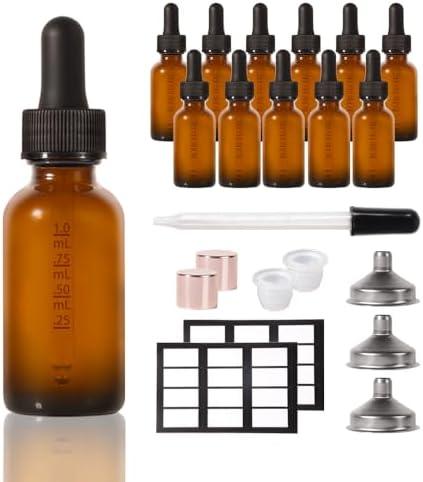 Pack of 4, StellaCare 12P Dropper Bottle Oil Bottles 1oz for Hair Tincture Bottles with Dropper Glass Dropper Bottles for Oil Leak-proof