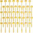 Eboot 34 Pcs Gold Flower Teaspoon Stainless Steel Tea Party Spoons Mini Cute Teaspoon for Stirring Coffee Sugar Drink Demitasse Kitchen Café Bar Tableware Party Favors Decorations