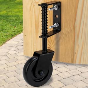 4.3 inch Spring Loaded Gate Caster Wheel with Universal Mount Plate, Hard Rubber Swivel Caster, Black Heavy Duty Fence Gate Wheel Casters for Wooden or Metal Gate, 1 Pack
