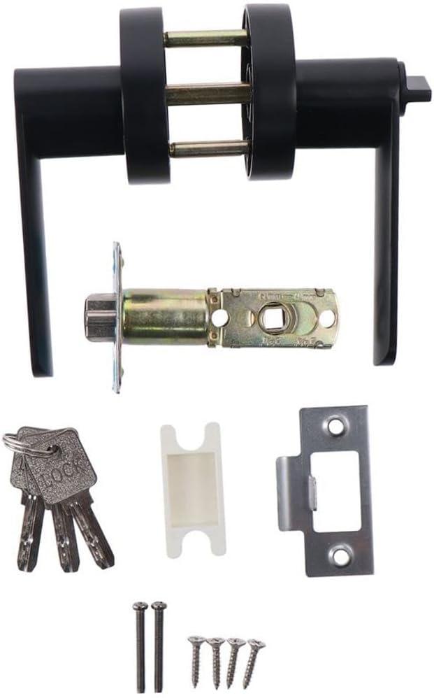 Door Knob Matte Black Privacy Aluminum Alloy Door Lever Heavy Duty Round Lever Door Handle Bedroom or Bathroom