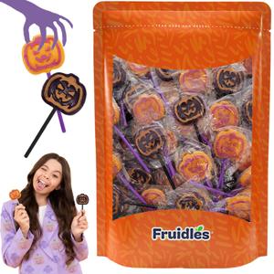 20-Count Orange & Grape Pumpkin Tattoo Lollipop Suckers Candy, Great for Goody Party Bag Fillers, Individually Wrapped 10Gram - Pops (EXP 06/08/27)