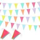 Preboun 164 Feet Pastel Pennant Banner Bunting Pennant Banner Garland 120 Pcs Pastel Triangle Flags on a String for Baby Shower Birthday Graduation Wedding Hanging Decorations(Unicorn Color)