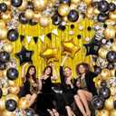 KatchOn, Black and Gold Party Decorations Set - Huge, Pack of 89 | Black and Gold Balloon Arch Kit with Gold Fringe Curtain Backdrop | Graduation Decorations 2025, Black and Gold Birthday Decorations