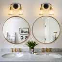 Black and Gold Bathroom Light Fixtures 2-Lights Vanity Lights with Clear Glass Shade Bathroom Vanity Light 14 Inch Wall Sconces(Exclude E26 Bulb), 2 Light with Clear Globe