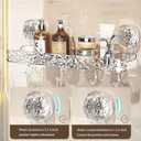 Light luxury Style Punch-Free Storage Rack, Suction Corner Shower Organizer, Corrugated Suction Cup Storage Holder, Removable Storage Rack for Bathroom.