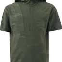 M MAELREG Boys Short Sleeve Golf Hoodie Quarter Zip with Pockets Lightweight Camo Rain Pullover for Teen (Green), 8Y