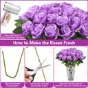 80 Pcs Roses Artificial Flowers, Silk Purple Artificial Flowers Petals Long Stem Roses for Wedding Bouquet Home Party Decor