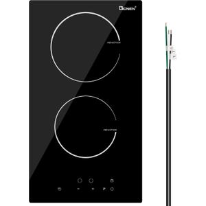 Induction Cooktop 12 Inch, 220V~240V, 2 Burners Electric Cooktop,3500W, 12'' Built-in Double Electric Stove Top Countertop Cooker with Hard Wire,No Plug