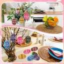 36 Pcs Easter Egg Ornaments Tree Decorations, Easter Ukrainian Eggs Wooden Ornaments Set with Hemp Rope Folk Art Round Wood Discs for Crafts Hanging Decorations Holiday Gift Event