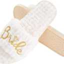 Bride Slippers,Bride Slippers for Wedding Day,Pearl Bride Flip Flops,White Slippers for Bride, Future Mrs Gifts Bride To Be Gifts Bridal Party Gifts Bridal Shower Gift (White)