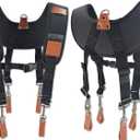 WELKINLAND Heavy-Duty leather tool belt suspenders, Carpenter tool bag suspenders, Leather suspenders for tool belt, Construction tool belt, Tool belt suspenders for men