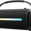 Portable Bluetooth Speaker with 20W Deep Bass, Waterproof Wireless Outdoor Speaker with Colorful LED Lights, TWS Pairing, Loud Speaker for Party, Beach, Travel & Home (Black)