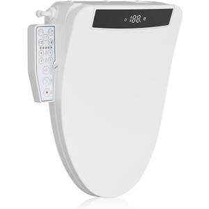 Electric Smart Toilet Seat, Upgraded Heated Bidet with Adjustable Instant Warm Water and Warm Dryer, Night Light, Slow Close Lid (Elongated (Side Arm Control))