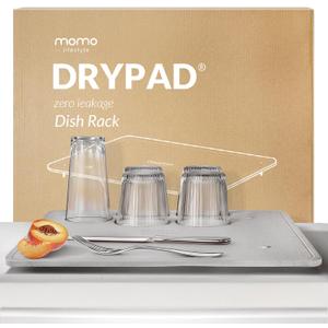 Momo Lifestyle Stone Dish Drying Mat DryPad 19.7" X 15.7" Misty Gray, Large Stone Drying Mat for Kitchen Counter, Fits Various Dish Racks, Zero Rust
