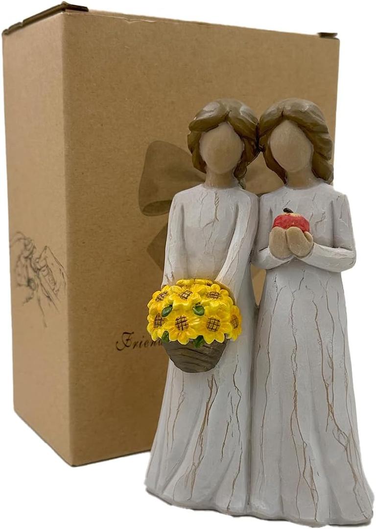 Sister Figurines Forever Bond Sunflower & Apple Decor Birthday/Mothers Day/National Sister Day Gift