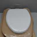 Mayfair Padded Toilet Seat with Chrome Hinges, Soft Vinyl over Wood Core Seat, Made in USA, Elongated, White