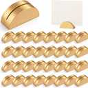 48 Pcs Gold Table Number Holders, Wood Place Card Holder Gold Wooden Table Number Stands Semicircular Design Placecard Holder with 48 Round Double-Sided Tape for Wedding, Banquet, Birthday, Restaurant