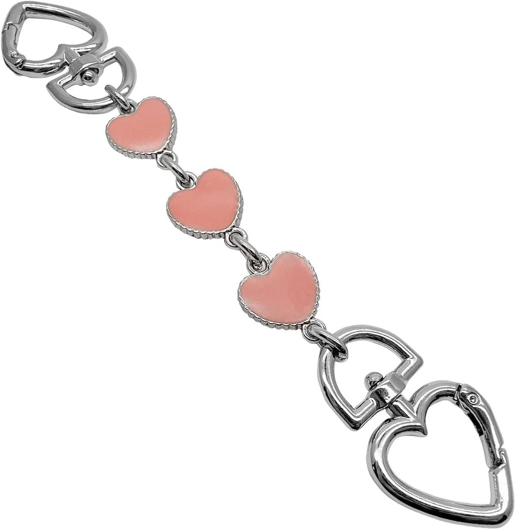 6 x Heart Shape Purse Chain Strap Extender,Crossbody Shoulder Bag Metal Chain Strap Extender (Black-White-Black 17cm)