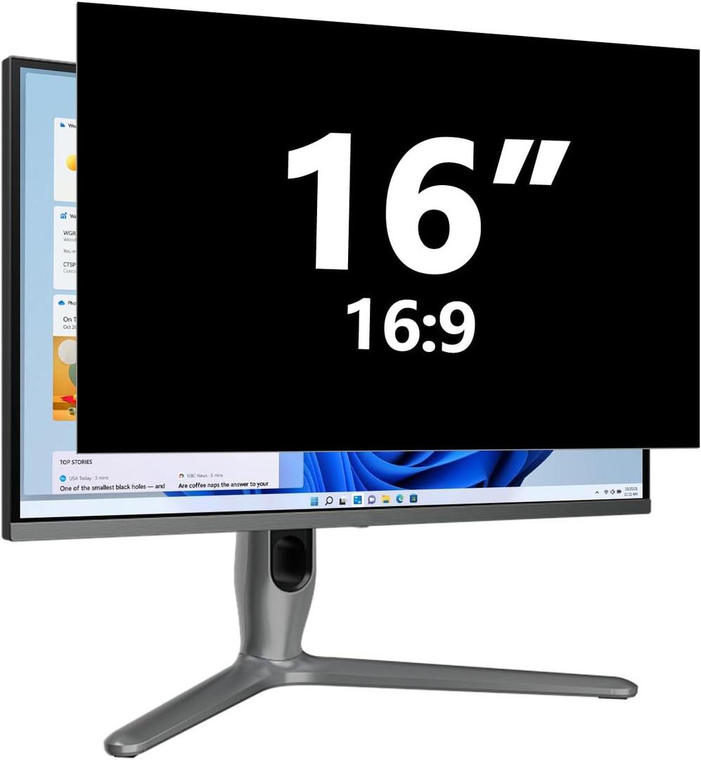 16 Inch Computer Privacy Screen for 16:9 Monitor, Removable Anti Glare Blue Light Filter & Anti-Scratch Protector Film - Eye Protection Privacy Shield for Desktop Monitors