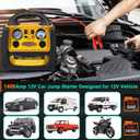 6 in 1 Jump Starter for Up to 8.5L Gas or 8.0L Diesel Engine,Upgraded 2200 Peak Amp 12V Auto Battery Car Starter with Air Compressor 150 PSI Tire Inflator,400 Watt Inverter AC/DC/USB Outlets