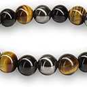 Crystal Vibe Triple Protection Bracelet - 8mm Beaded Bracelet for Women Men - Natural Stones of Tiger Eye, Hematite, Black Obsidian - Healing Crystal Bracelet for Anxiety Relief - Adjustable Size