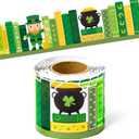 BeYumi Shamrock Bookshelf Border Trim - 65ft St Patrick's Day Green Books Rolled Border Trim Green Shamrock Bookshelf Bulletin Board Set Library Classroom Office Chalkboard Home Wall Party Decoration