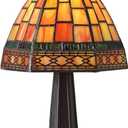 JONATHAN Y JYL8016B Carter Tiffany-Style 12" LED Table Lamp, Red/Yellow for Bedroom, Living Room, Kitchen, Home Office, Kids Room