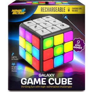 Rechargeable Game Activity Cube - Toys for Boys and Girls - 9 Fun Brain & Memory Games - Birthday Gifts for Age 6, 7, 8, 9, 10, 11, 12 Year Old Kids Teens - Best Boy Toy Gift Ideas