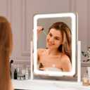 ROLOVE Vanity Mirror with Lights, 12.6"x15" LED Makeup Mirror with Lights, Smart Touch Control 3 Color Dimmable, Lighted Desk Mirror for Bedroom, Light Up Mirror