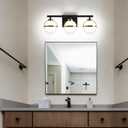 SOLFART 3 Lights Vanity Light Bathroom Light Fixtures Over Mirror in Brass Black Vanity Lights for Bathroom Vintage Lights Wall Sconces