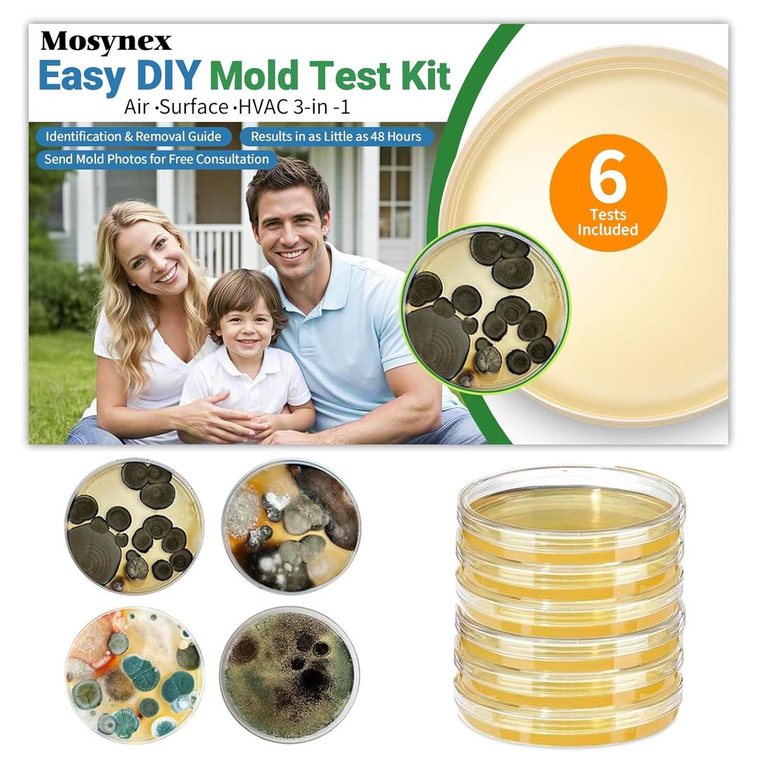 Mold Test Kit for Home, 6 Detection Tests, DIY Black Mold Detector Testing Kit, Indoor Air Quality Testing for HVAC System & Surfaces, Lab Analysis, Identification Guide (6)