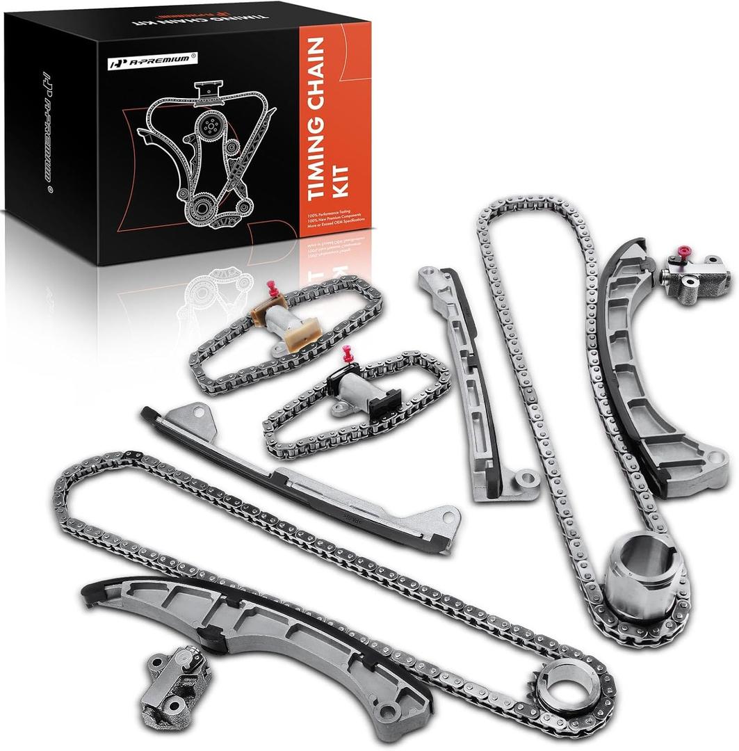 A-Premium Engine Timing Chain Kit W/Tensioner & More [fits DOHC, 8Cyl 5.7L, 3UR-FE] Compatible with Lexus LX570 09-11, LX570 13-16 & Toyota Land Cruiser, Sequoia 2009-2017, Tundra 2009-2017