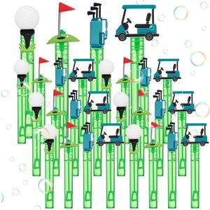 24 Pcs Golf Bubble Wands Bulk Sports Birthday Party Decorations Mini Bubble Wands Mini Cart, Clubs, Ball, Red Flag for Golf Themed Party Favors Supplies Team Gift Bag Stuffers