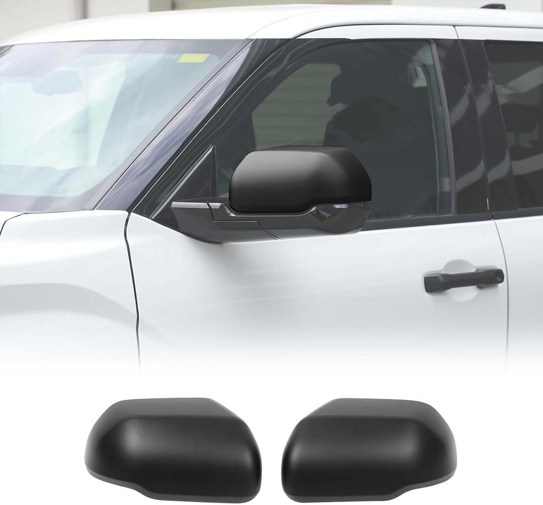 2PCS Side Door Mirror Cover Compatible with Toyota Tundra 2022-2025/ Sequoia 2023-2025, Exteror Rearview Mirror Housing Protector Cap (Only for versions without turn signals) (Matte Black)