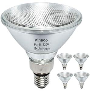 Vinaco PAR38 Halogen Flood Light 80W 120V 1500LM, 3 Pack High Output Halogen PAR38 Dimmable 2800K Warm White with E26 Base, Long Lifespan Outdoor Flood Light Bulbs with CRI100 for Recessed Lighting