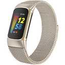 Compatible with Fitbit Charge 6/Charge 5 Bands for Wmen Men, Metal Mesh Milanese Loop Adjustable Strap Replacement for Fitbit Charge 6/Charge 5 Advanced Fitness & Health Trackers
