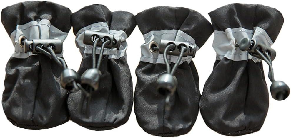 Leconpet Dog Shoes Waterproof Dog Boots for Small Medium Large Dogs with Soft Anti-Slip Sole, Suitable for Rainy Weather Outdoor Walking, Adjustable Elastic Straps, Reflective at Night (Black, 1)