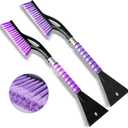 27 Snow Brush and Detachable Ice Scraper for Car Windshield, Car Snow Scraper and Brush Set, Ergonomic Foam Grip,Suitable for Cars SUVs and Trucks Vehicle(Aluminum Structure, PVC Brush, Purple 2 PC)