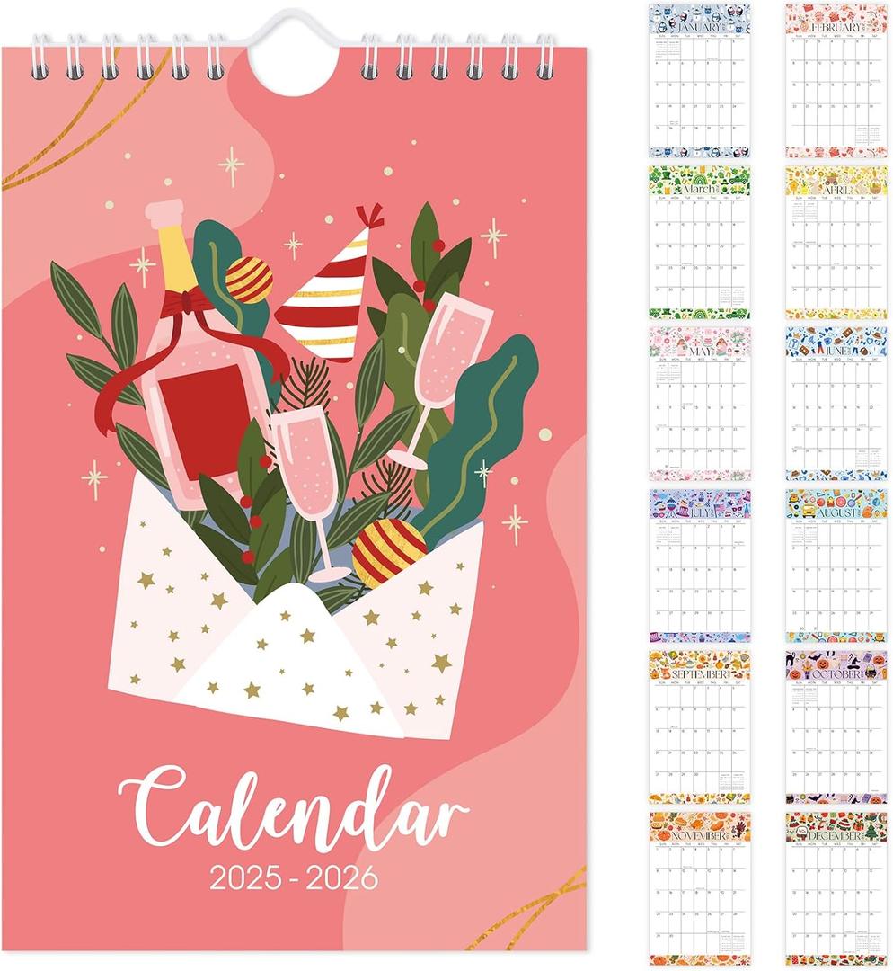 KONVINIT Small Wall Calendar 2025-2026, 20 Months Small Calendar from May 2025 to December 2026, 5.5" x 8.5", Seasonal Wall Calendar 2026 for Home, School & Office Supplies