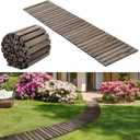 Landical 24ft Wooden Garden Pathway with Non Slip Surface Roll Out Boardwalk Walkways Road Floor Pathway Rustic Path Decorative Patio Pavers for Outdoor Garden Beach Wedding Party (Gray)