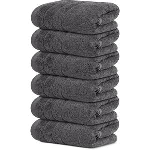 Tens Towels Pack of 6 Hand Towels, 100% Cotton, Lighter Weight, Quick to Dry, 16 x 28 Inches, Super Soft & Absorbent, Perfect for Bathroom & Kitchen, Dark Grey