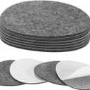 M METERXITY 10-Pack Lamp Base Felt, 3.5 Inch Dia. 2mm Thick Self Adhesive Round Fabric Felt Pads for Lamp/Furniture/DIY, Non-Slip Fiber Backed Patch Circles with Adhesive Backing [Grey]