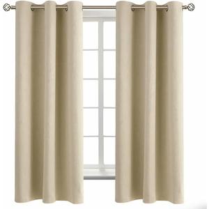 BGment Beige Room Darkening Curtains 63 Inches Long 2 Panels Set, Sunlight Blocking Thermal Insulated Grommet Window Treatment Drapes for Bedroom, Each Panel 42 x 63 Inch (42"W x 63"L (Pack of 2))