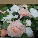 Wedding Decor (Pack of 2) Welcome Sign Flower Backdrop Garland for Ceremony Reception Wall Easel Home Decoration Entryway Faux Outdoor Board Head Table Decor (Flesh Pink & White)