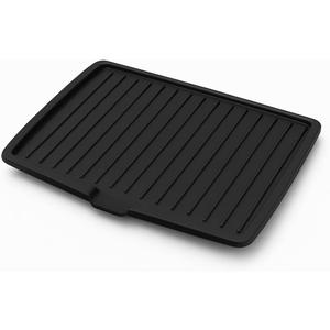 Dish Drainer and Microwave Grease 17.5x12x1.2 inch Large Plastic Draining Board with Non-Stick Cover Black Drying Rack Tray Large Draining with Side Drop Slope Diversion for Pots Bowl Cup Kitchenware