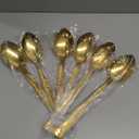 Stainless Steel Serving Spoons: Long Handle Flatware Set of 6 - Large Metal Kitchen Serving Tablespoons for Buffet Banquet 13-Inch Gold